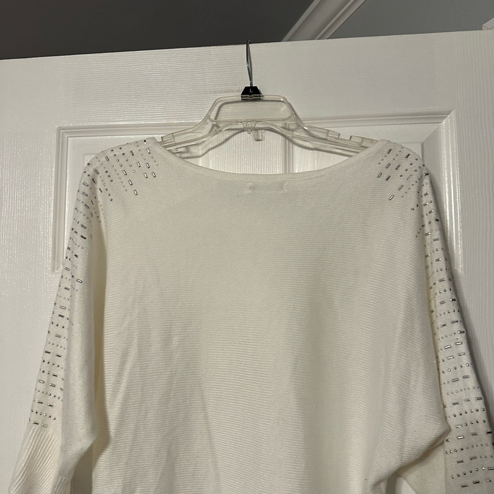 New York and Company 7th Avenue Design Studio Silver Accent Sweater - Picture 10 of 15